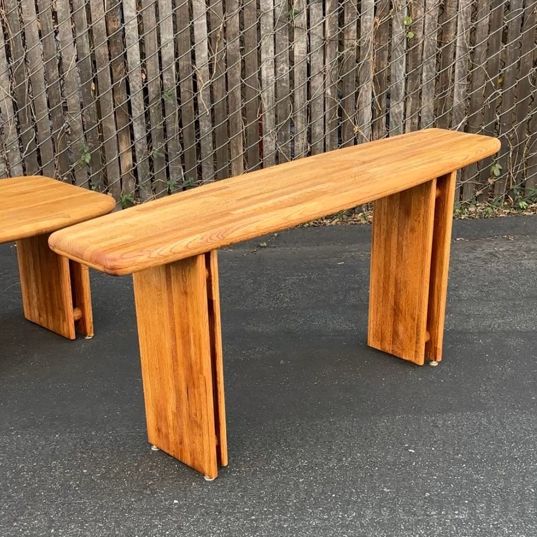 Vintage 70s oak console table - Lou Hodges