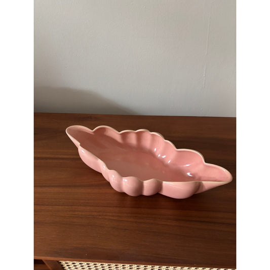 Vintage Midcentury Scalloped Ceramic Pink Dish