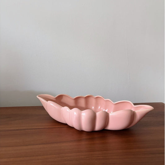 Vintage Midcentury Scalloped Ceramic Pink Dish