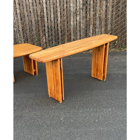 Vintage 70s oak console table - Lou Hodges