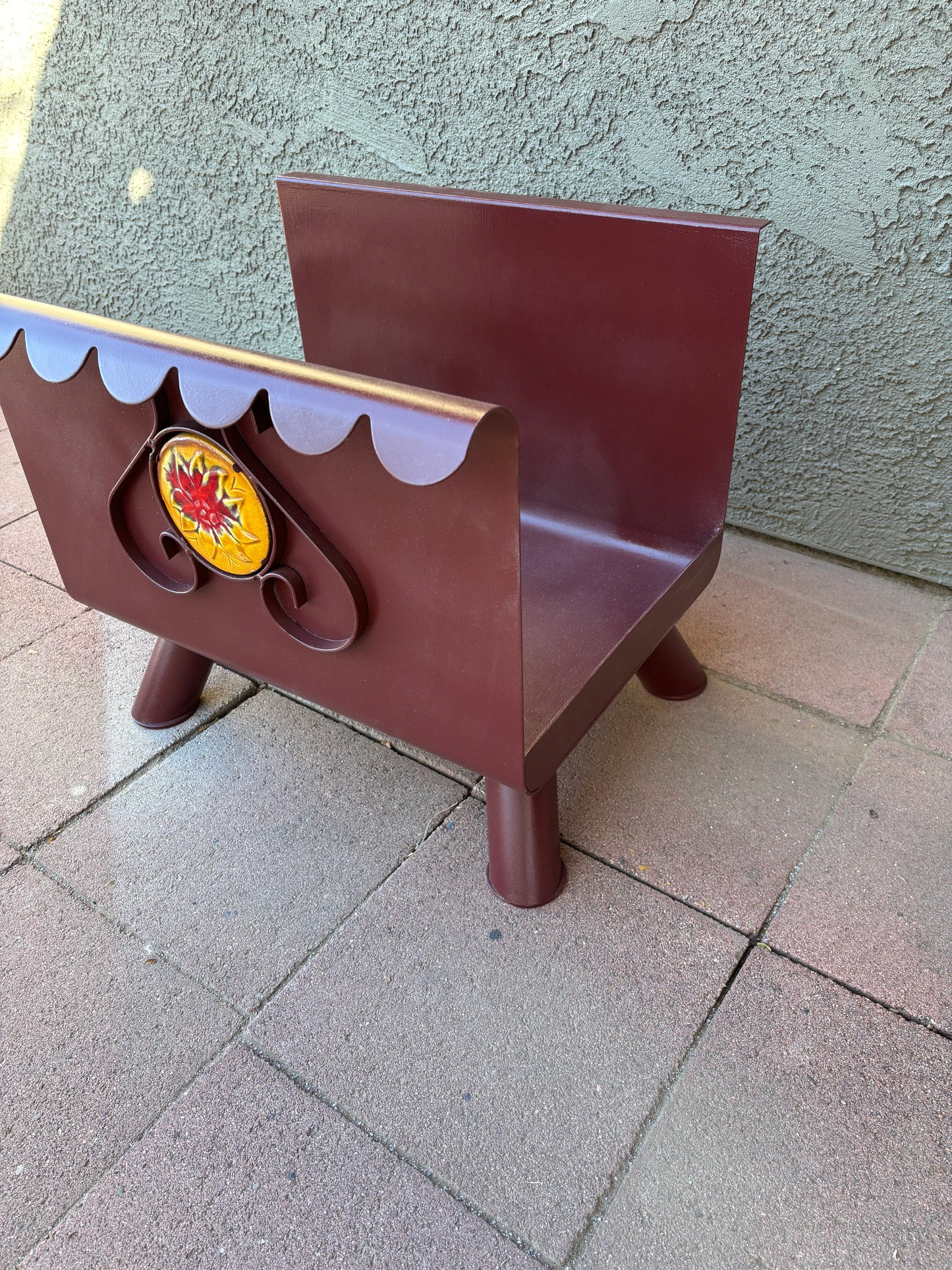 Vintage Log Holder With Ceramic Detail