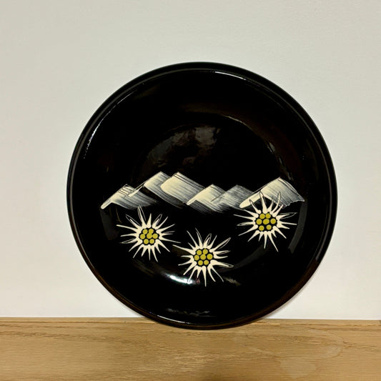Vintage MCM Landert Switzerland Decorative Black Plate