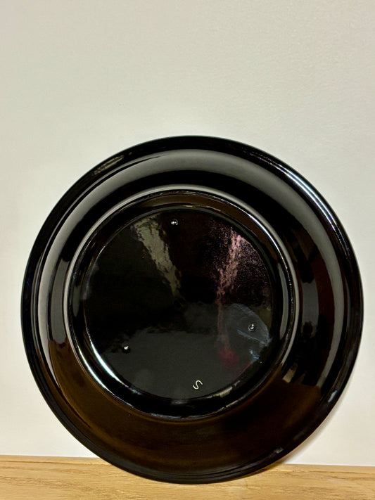 Vintage MCM Landert Switzerland Decorative Black Plate