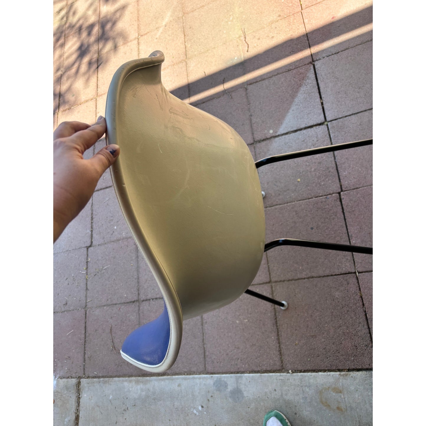 Eames for Herman Miller Fiberglass & Blue Naugahyde Chair