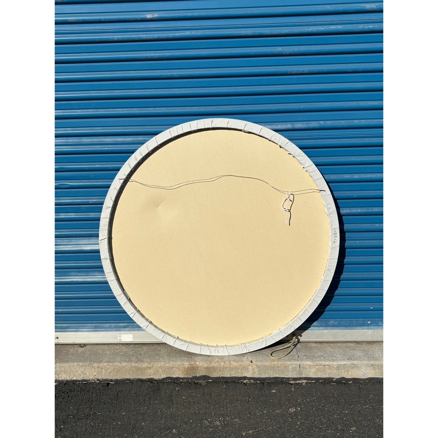 Large Round Vintage Oil on Canvas Painting by R.Atkins (signed)