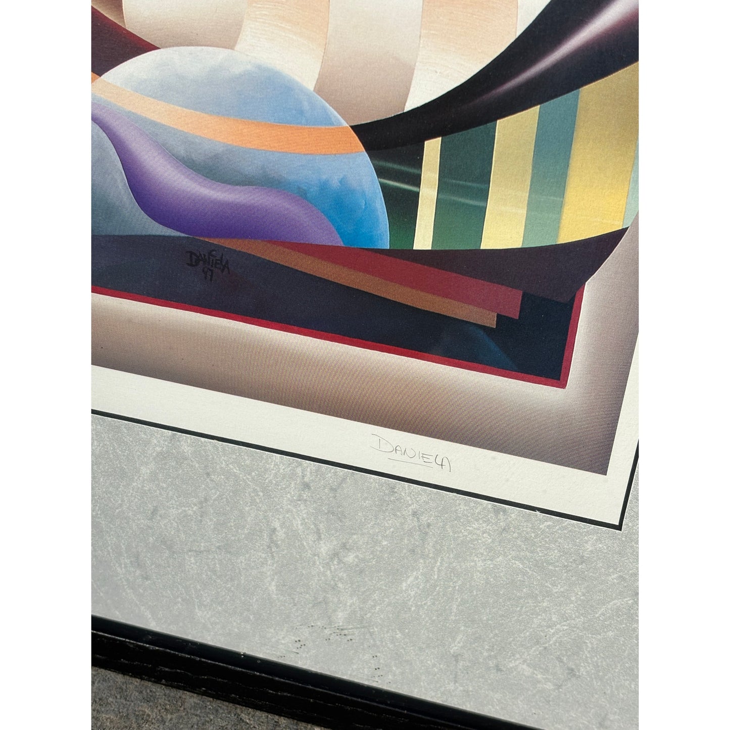 Abstract 90s Modernist Style Lithograph - Signed by Artist