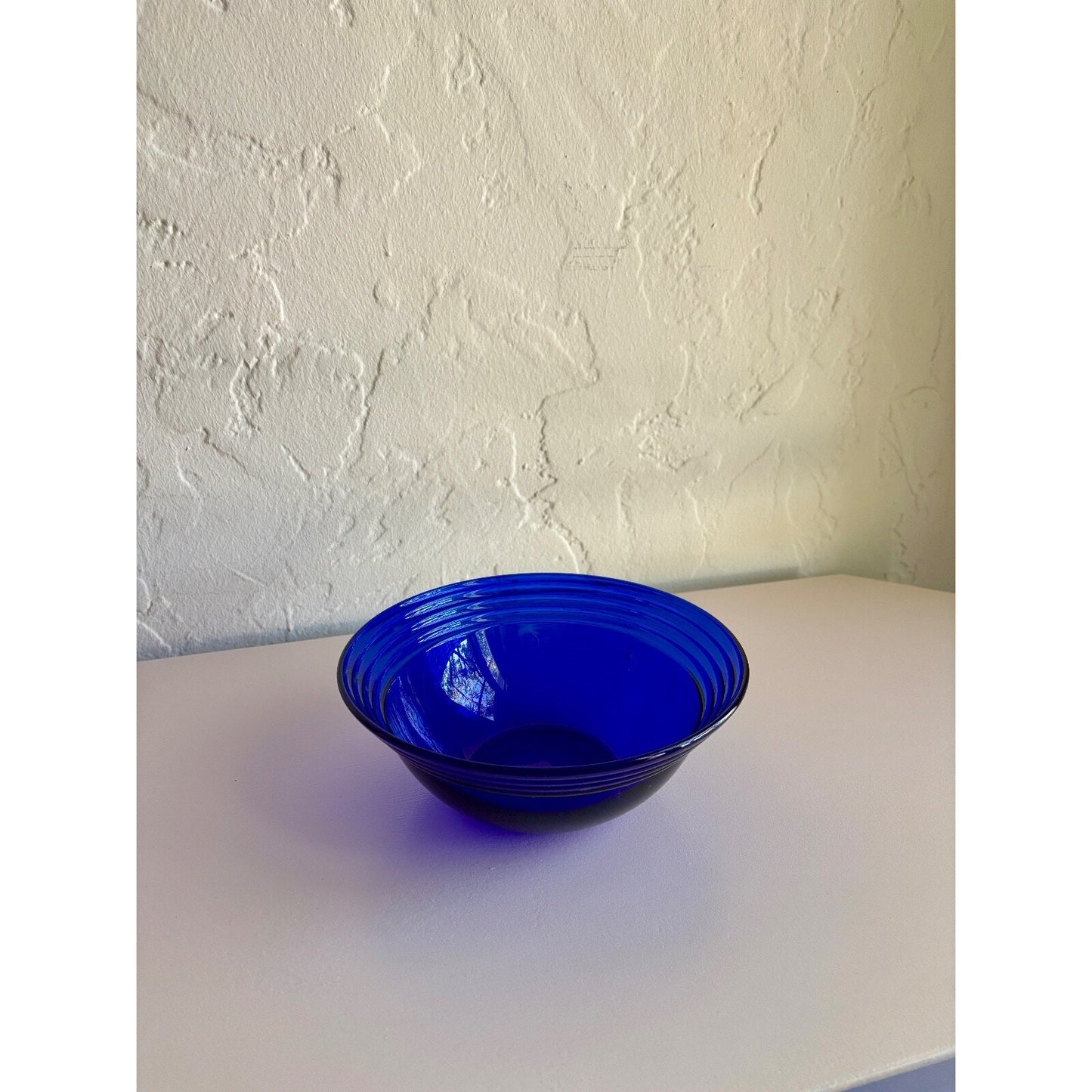 Vintage Bormioli Serving Bowl - Rocco Forum Collection in Cobalt Blue Ribbed Glass