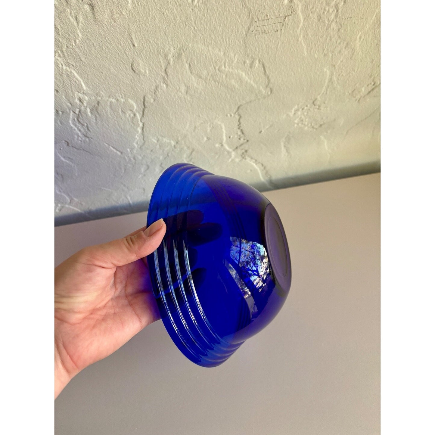 Vintage Bormioli Serving Bowl - Rocco Forum Collection in Cobalt Blue Ribbed Glass